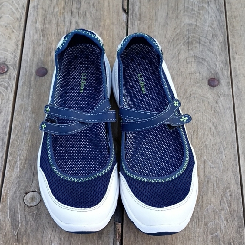 L.L Bean Women's Mesh Mary Jane Shoes Hook-and-loop Strap Closure Size 7M